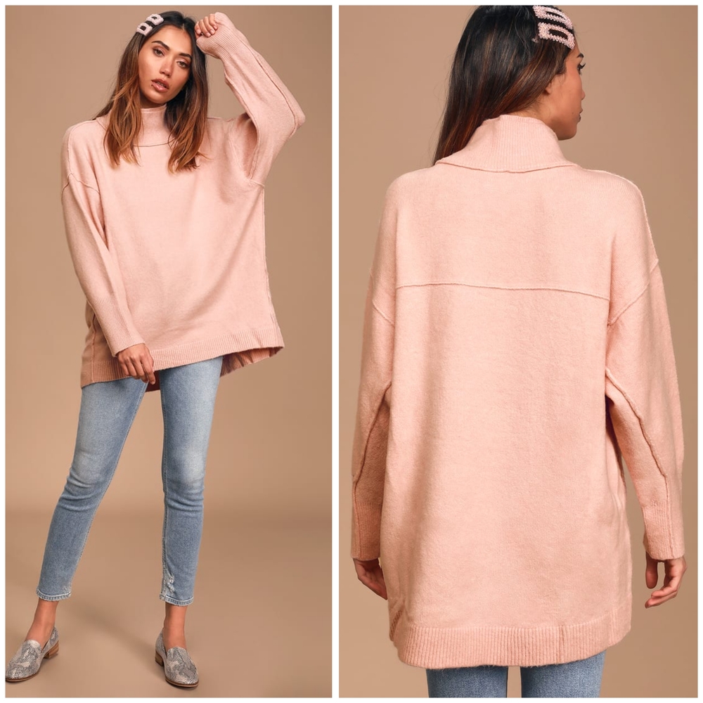 Free People Afterglow Pink Turtleneck Sweater Size M